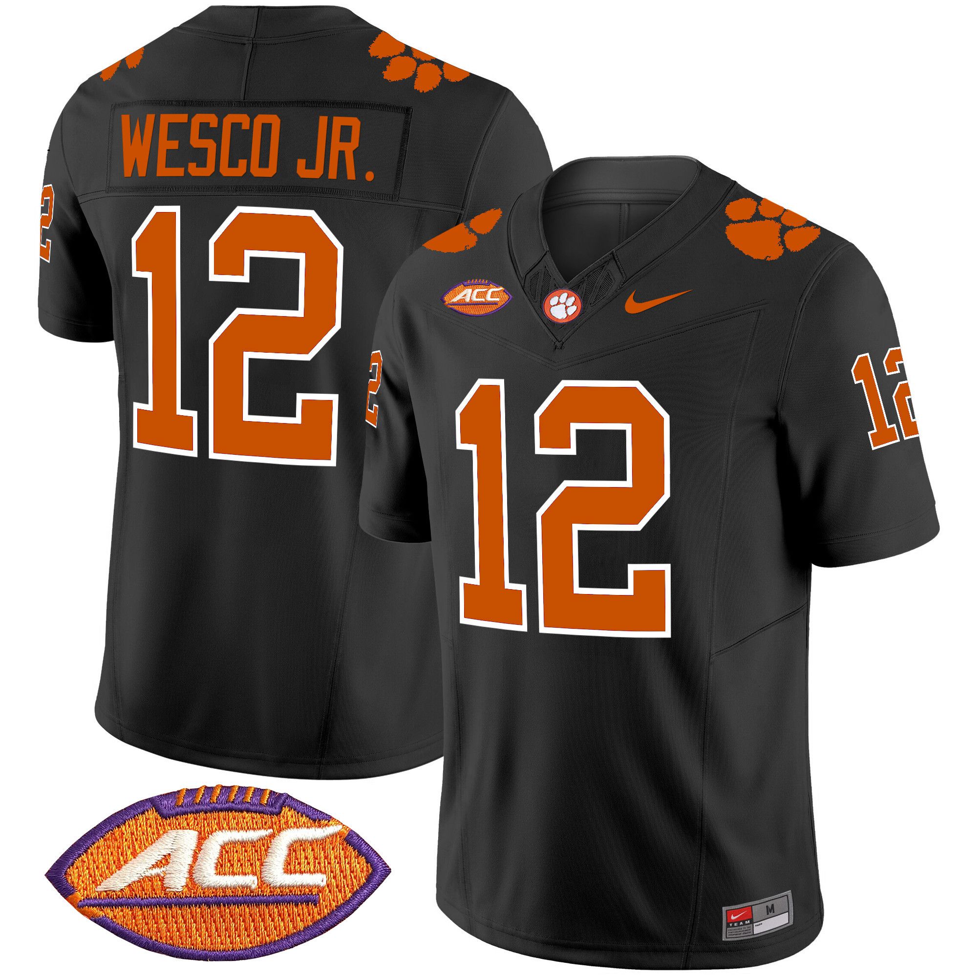 Men Clemson Tigers #12 Wesco jr Black 2024 Nike Vapor Limited NCAA Jersey style 1->indianapolis colts->NFL Jersey